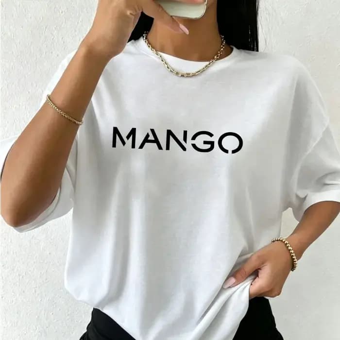 T-shirt minimaliste pour femme avec imprimé lettre MANGO