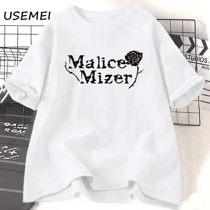 Malice Mizer Rose T-shirt femmes hommes Rock musique graphique T-shirts col rond coton à manches courtes