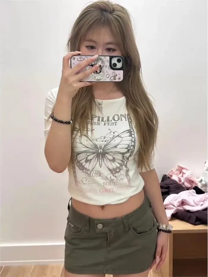T-shirts imprimés rétro américains pour femmes