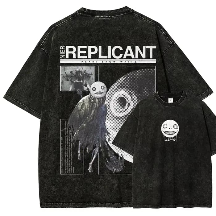 T-shirt délavé Nier Automata, nouveau modèle 2026, vêtements personnalisés, streetwear tendance, hau