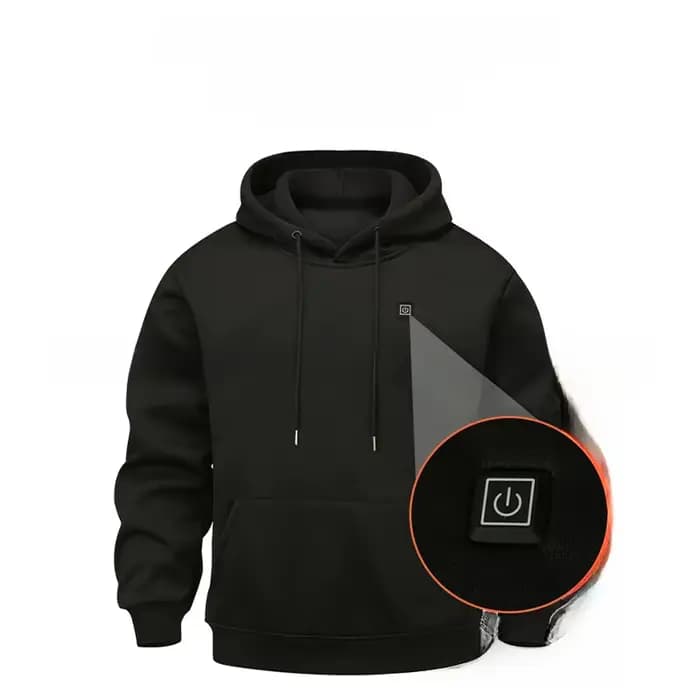 Sweat à capuche doublé polaire chauffant pour hommes
