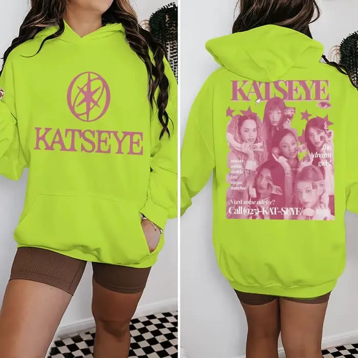Sweat à capuche rose pour femme avec imprimé Katseye