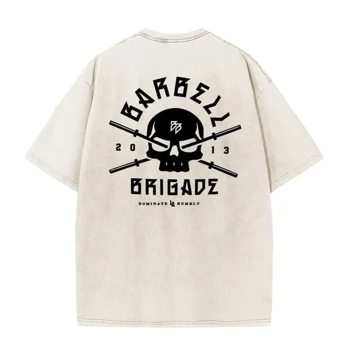 BARBELL BRIGADE REBIRTH TEE lavé Vintage 230G 100% coton t-shirt hommes femmes surdimensionné Fit formation course chemises vêtements de sport