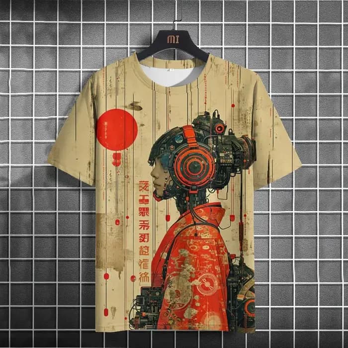 T-Shirt Japonais à Manches Courtes pour Homme