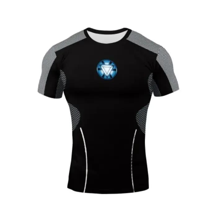 T-shirt de compression Iron Man Arc Reactor pour homme, séchage rapide, extensible, manches courtes,
