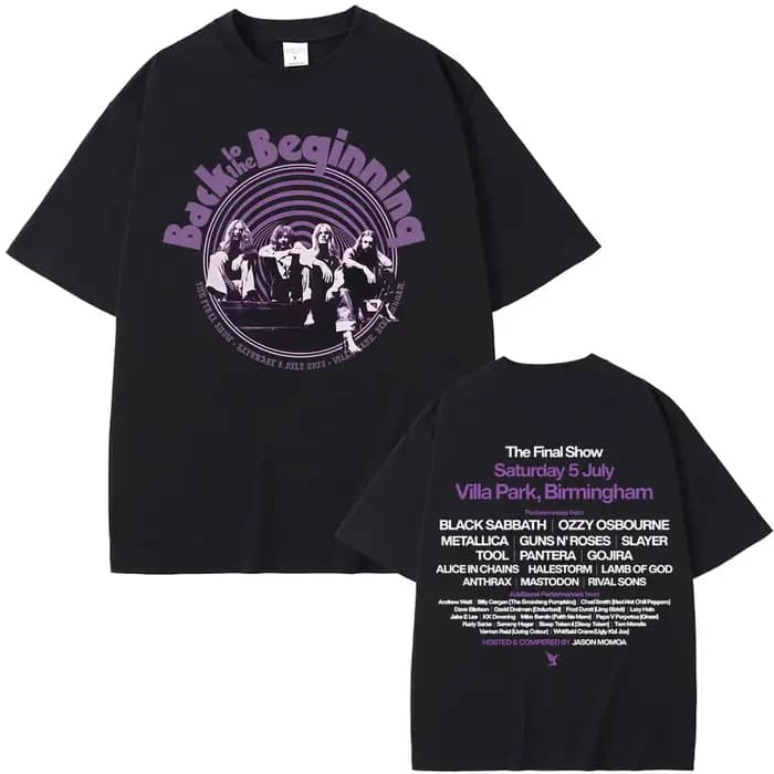 Heavy Metal Rock Band Black Sabbath et Ozzy Osbourne Retour au début T-shirts Hommes Femmes Vintage