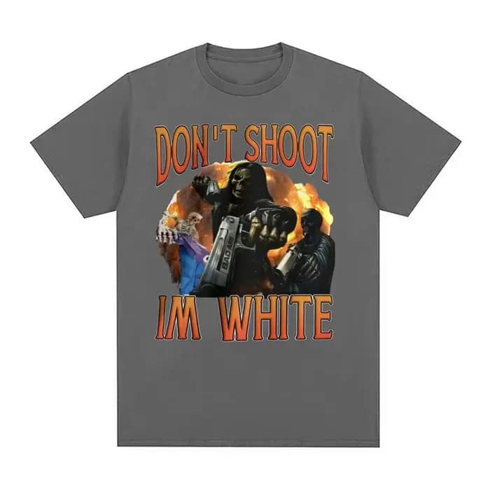 Drôle ne tirez pas, je suis blanc Meme graphique T-shirts pour hommes décontracté Humor à manches courtes T-shirt
