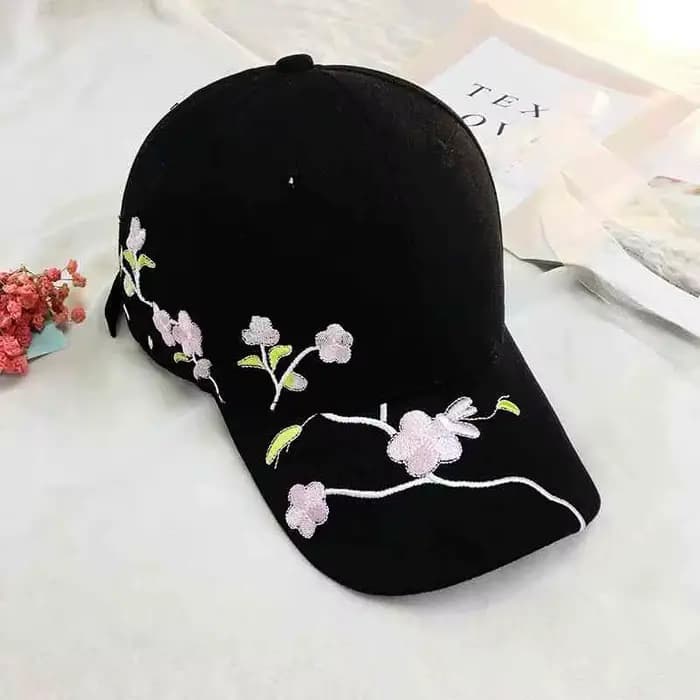 Casquette de Baseball avec broderie de fleurs de prunier pour femmes