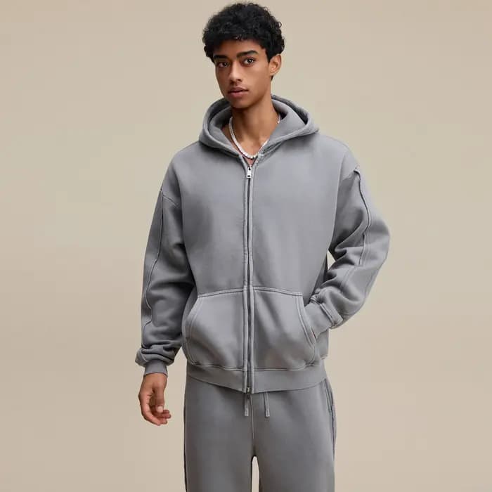 2025 automne hiver mode sweat à capuche polaire pour hommes fermeture éclair coton coupe tridimensionnelle épaissi