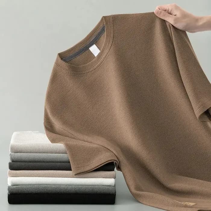 Style coréen hommes été T-Shirt homme à manches courtes gaufré solide