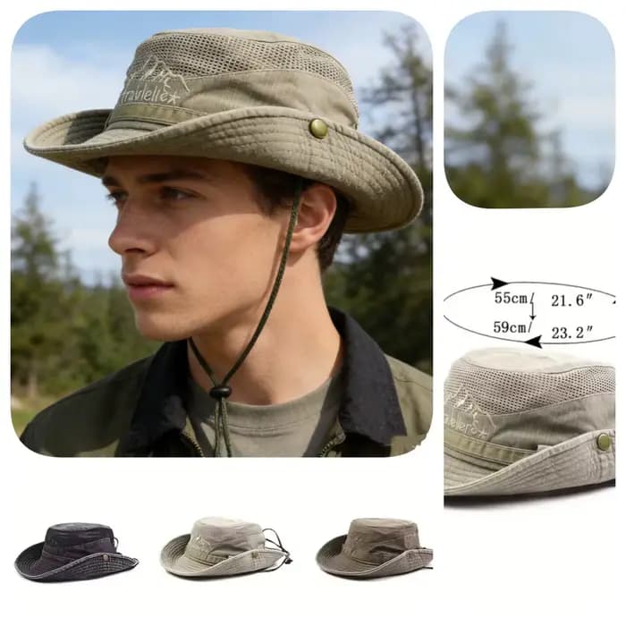 Chapeau de pêcheur en coton 100% respirant en maille rétro pour hommes