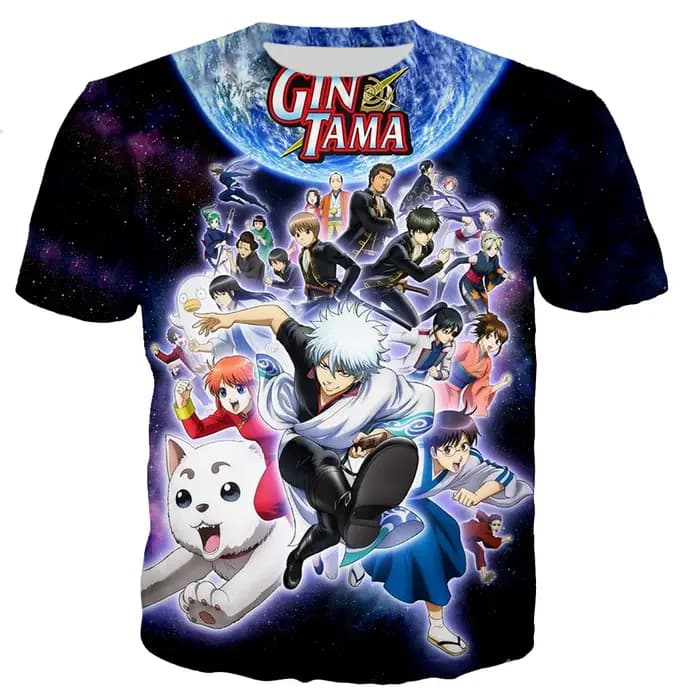 T-shirt Gintama imprimé en 3D pour hommes et femmes