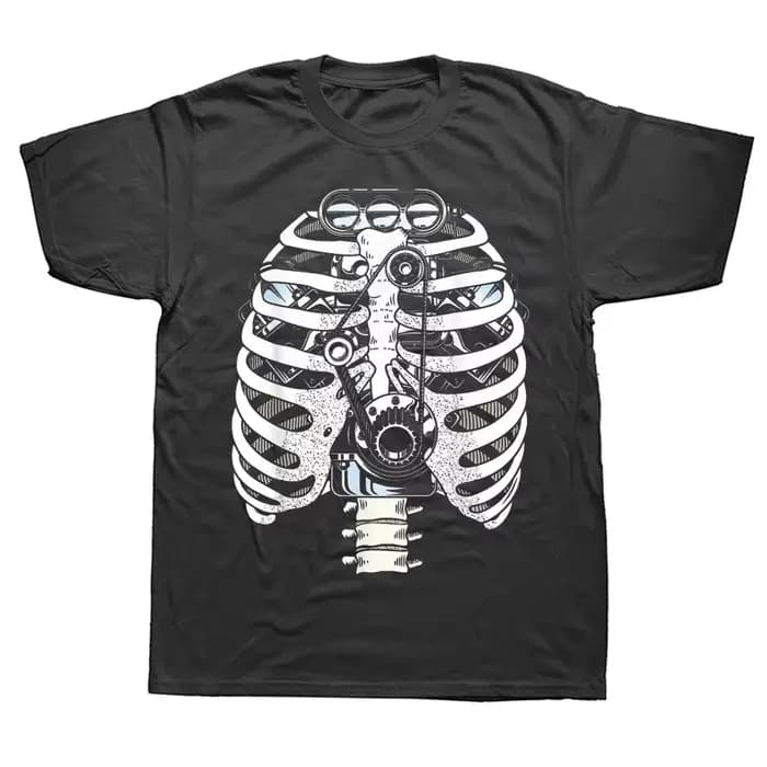 T-shirt manches courtes pour hommes, humoristique, mécanicien, ingénieur de voiture, squelette, grap