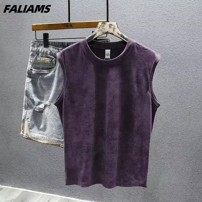 Gilet décontracté sans manches pour homme, style vintage, lavé, violet