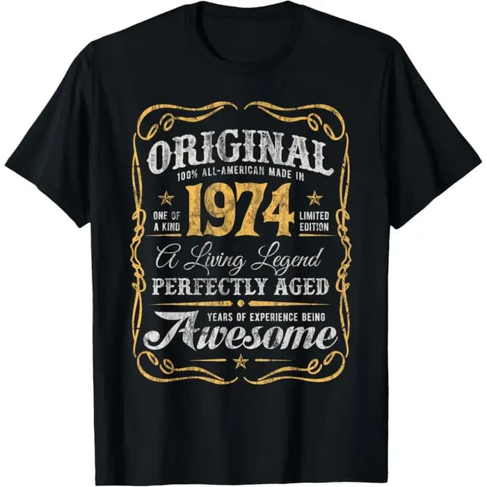 Vintage légendes nées en 1974 52 ans t-shirts hommes femmes pur coton Humor Streetwear t-shirt à manches courtes unisexe vêtements amples
