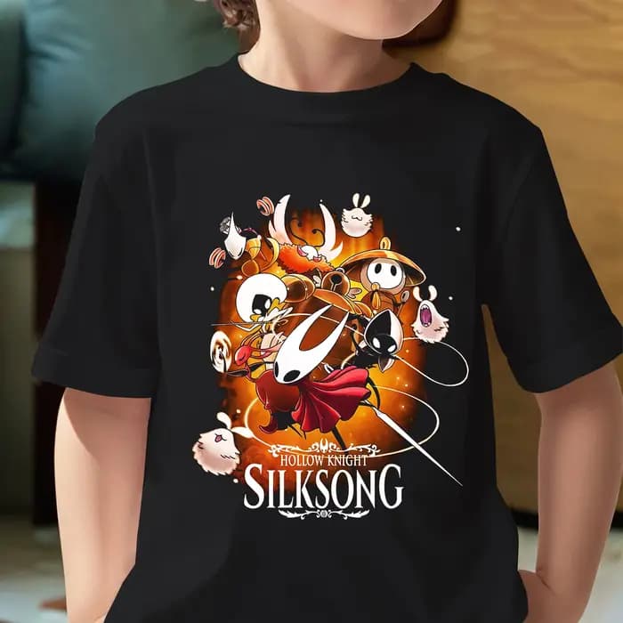 T-shirt Hollow Knight pour filles, t-shirt d'été à manches courtes pour garçons, décontracté, respirant, imprimé dessin animé Silksong, t-shirt pour enfants