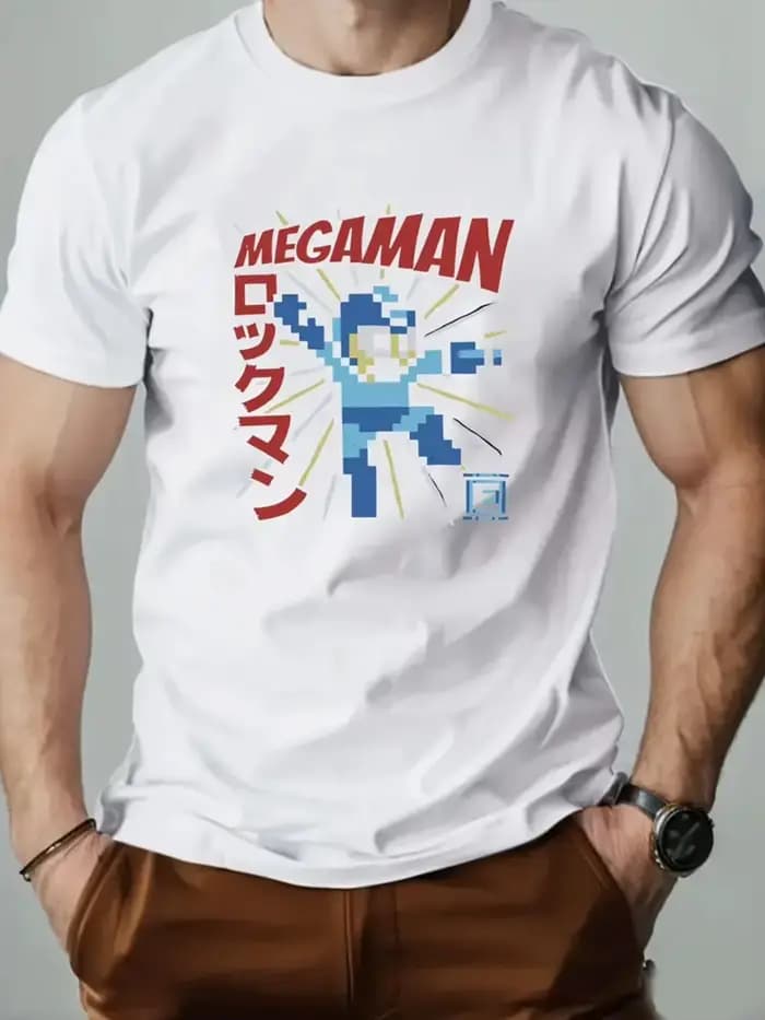 T-shirt graphique Megaman rétro pour hommes