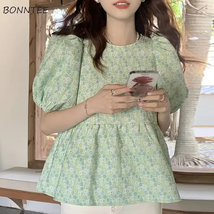 Chemisiers à manches bouffantes pour femmes, nœud papillon, design doux, élégant, assressenti, charm