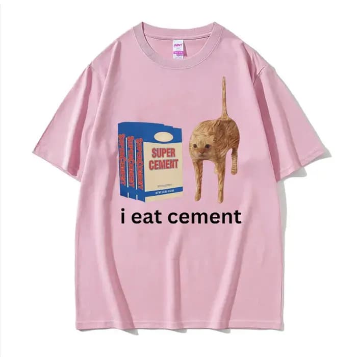 T-shirt homme femme 100% coton, humoristique et décontracté, imprimé marrant, Industries castique, mème de chat aléatoire