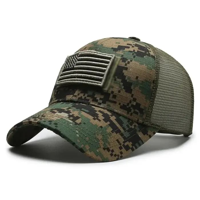 Drapeau américain Camouflage Autocollant Brodé Casquette de Baseball Net Chapeau Hommes