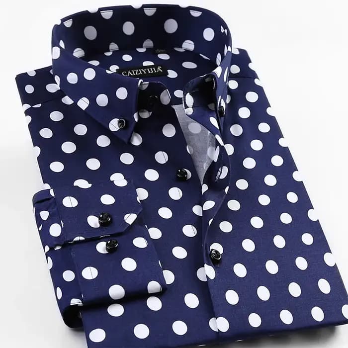 Chemise à manches longues à imprimé à pois pour hommes, chemises provoqué pour hommes, décontracté,