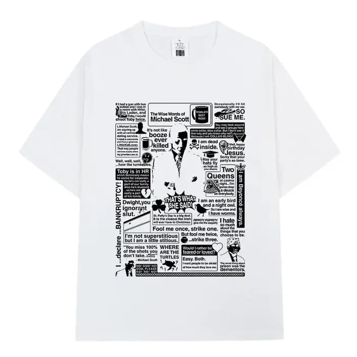 Les mots sages de Michael Scott hommage le bureau T-shirt série TV Dwight Schrute Jim Halpert T-Shirts surdimensionnés à manches courtes