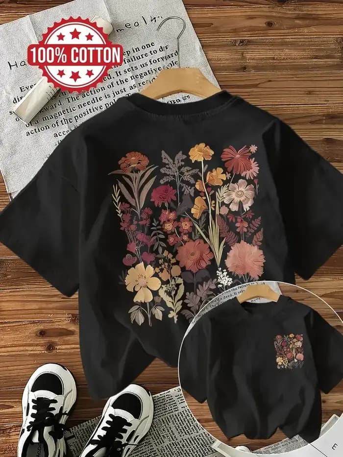 Fleur 100% coton Y2k T-Shirt femme drôle t-shirts Egirl mode coréenne graphique