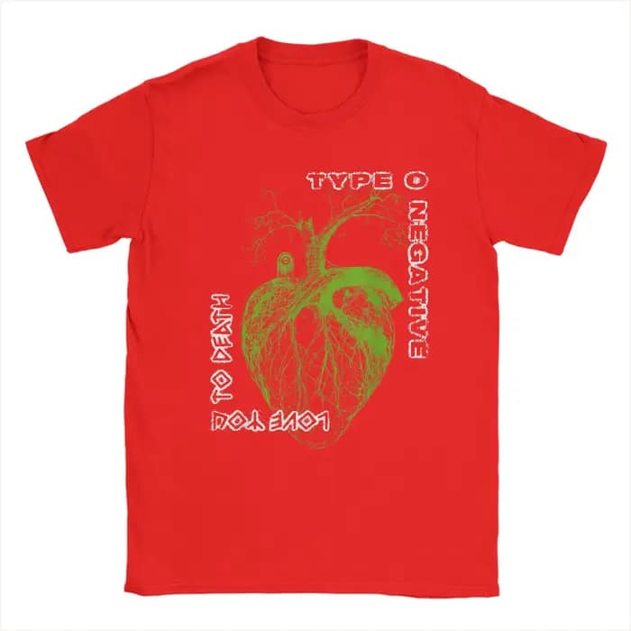 Hommes Type O coeur négatif vous à la mort t-shirts groupe Album de musique coton merch nouveauté à manches courtes col