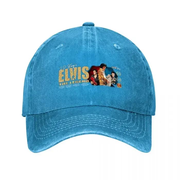 Casquette de baseball en jean délavé style vintage Elvis The Legend, chapeau classique pour fans de musique rock, réglable en toile de coton