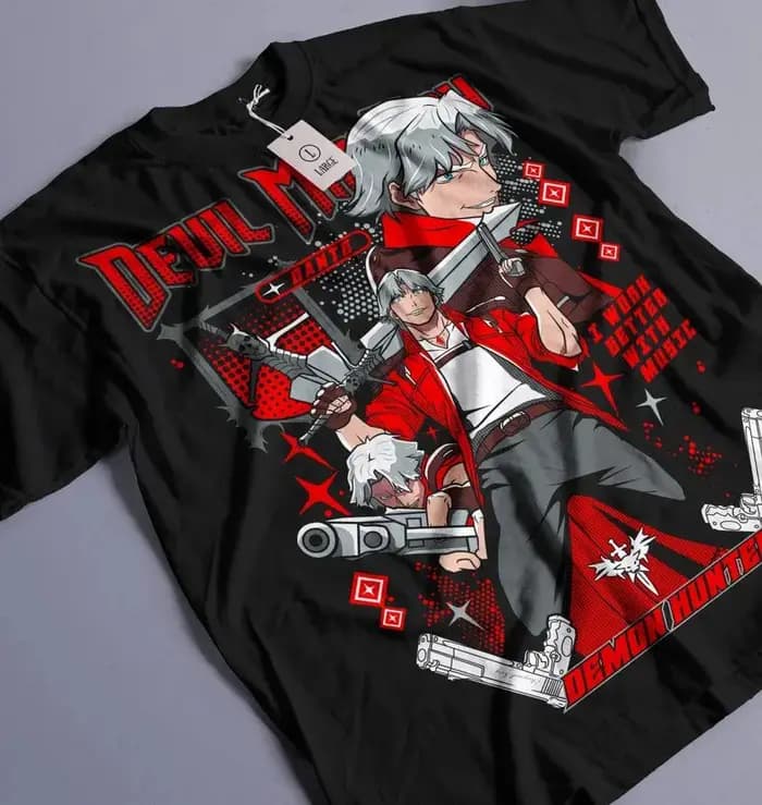 Dante Shooting DMC T-shirt homme et femme, May Cry DMC3 T-shirt homme et femme été coton ample haut