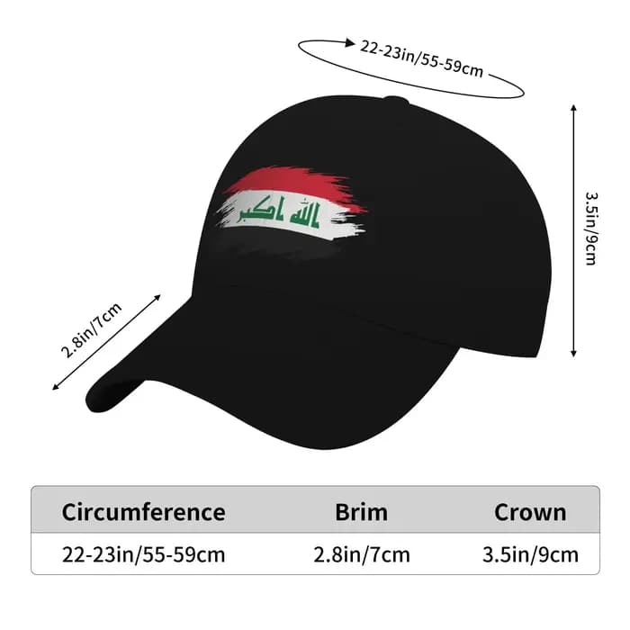 Casquette de baseball au design du drapeau irakien (IRQ) de Bagdad