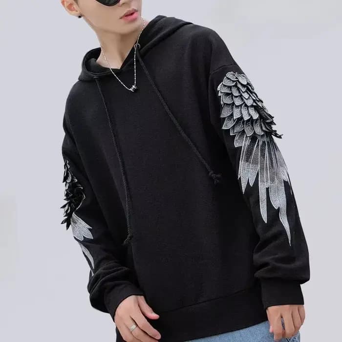 Sweat-shirt à capuche brodé pour hommes, vêtements Hip Hop, blanc, de luxe, sans marque, Streetwear, automne, bon marché, Emo