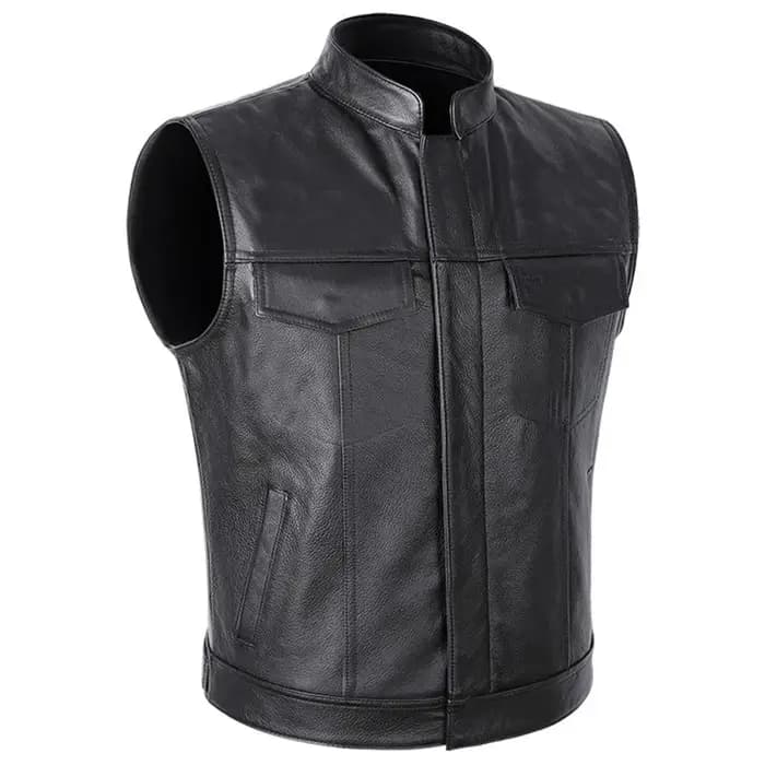 Classique hommes col montant moto Biker gilet en cuir mâle élégant nouveaux vêtements automne hiver