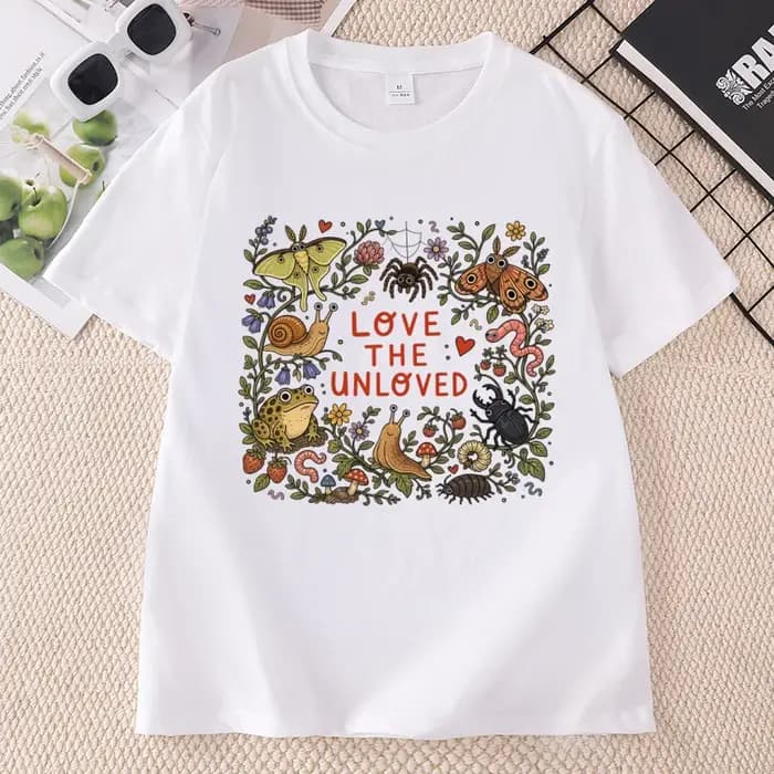 T-shirt Love The Unloved, T-shirt drôle et mignon avec animaux étranges, T-shirt pour amoureux des insectes, professeur de biologie, T-shirts imprimés pour femmes