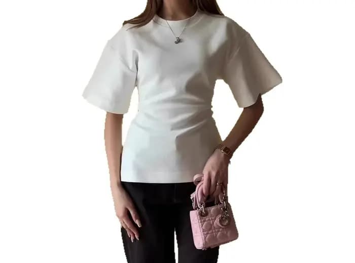 Vêtements pour femmes 2026 Nouvelle collection T-shirt en coton uni à col rond
