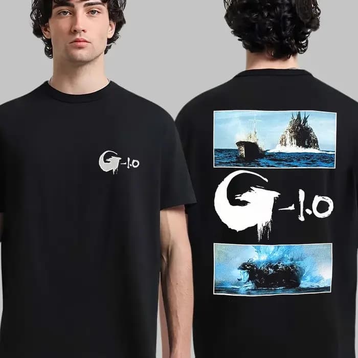 T-Shirt à manches courtes en coton imprimé Godzilla Vintage