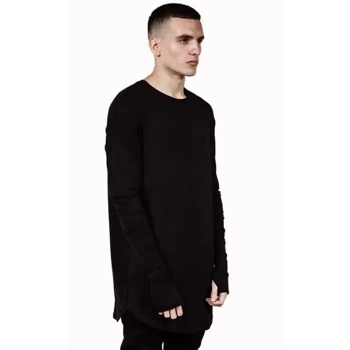 T-shirt à manches longues Hip Hop pour hommes, Streetwear, Trou de pouce, Mode masculine, Conception