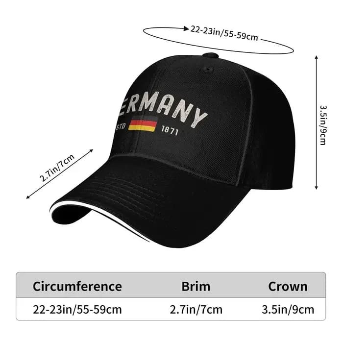 Allemagne Estd 1871 casquette de Baseball Sport de plein air offre spéciale Hip Hop chapeaux unisexe-adolescents y2k