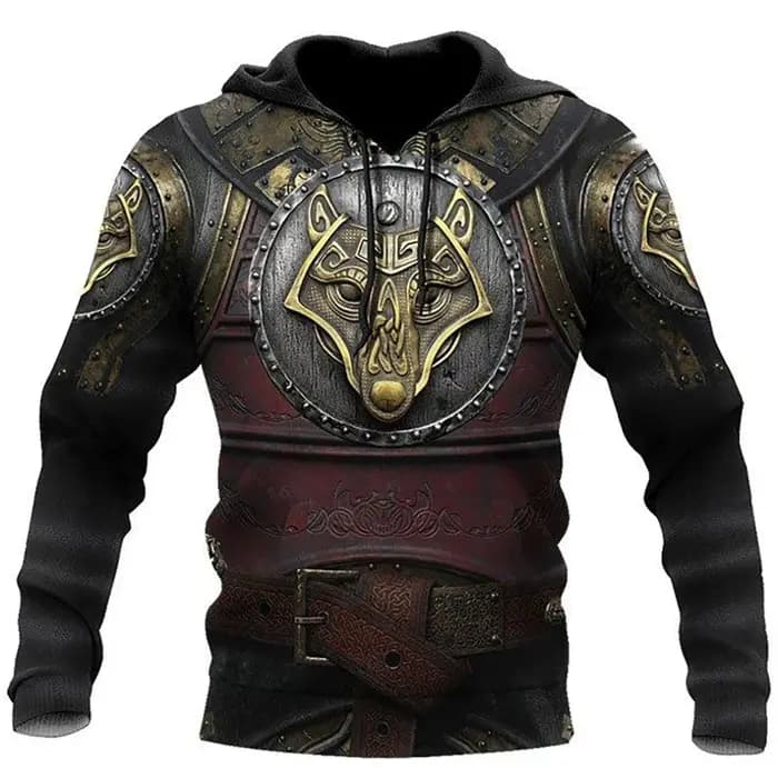 Sweat à capuche à manches longues imprimé 3D pour hommes