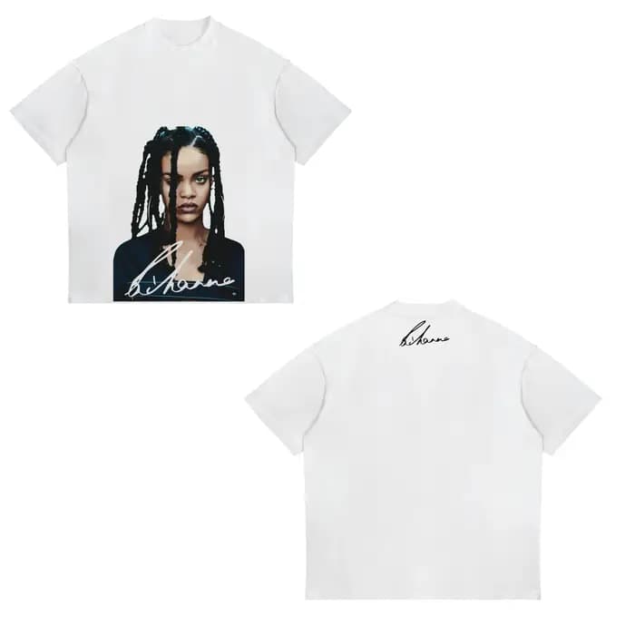 T-shirt unisexe d'été 2026 Rihanna Hip-Hop Rap Américain, imprimé rétro streetwear, manches courtes