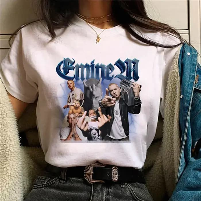 T-shirt femme graphique, streetwear, humoristique, japonais, Eminem, 600