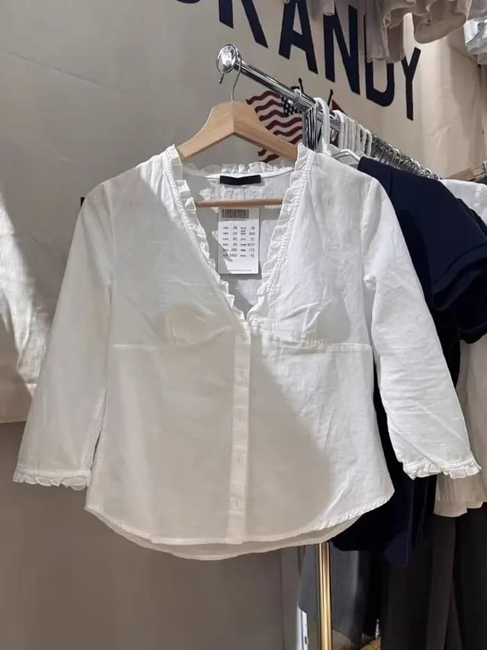 T-Shirt à volants blancs pour femmes