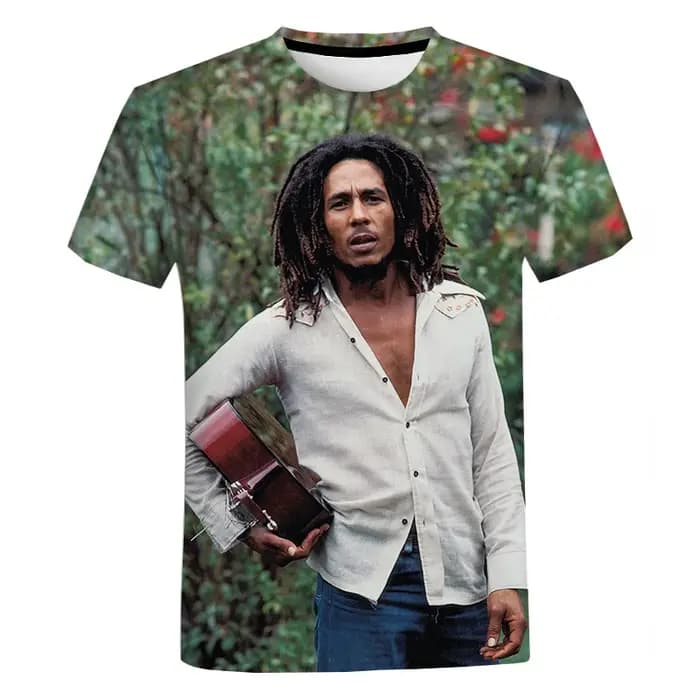 T-shirt unisexe à manches courtes Bob Marley Reggae Respzed pour hommes et femmes