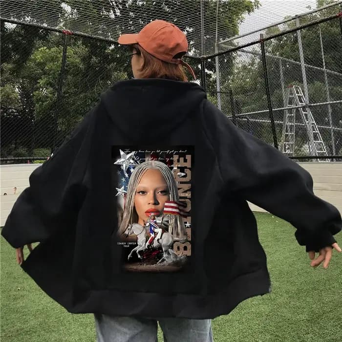 Beyoncé COWBOY CARTER TOUR 2025 sweat à capuche avec fermeture éclair imprimé graphique mode décontracté veste surdimensionnée polaire à manches longues sweats