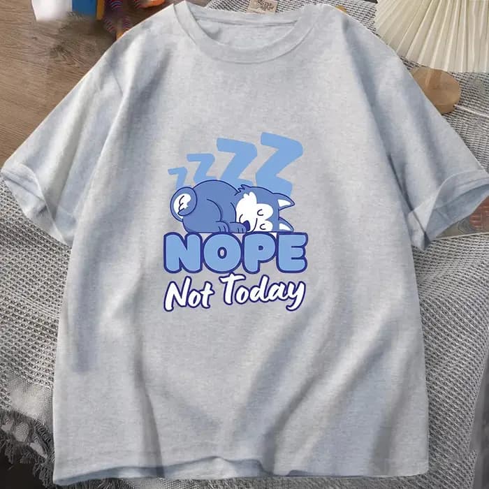 T-shirt à imprimé amusant « Sleeping Little Wolf »