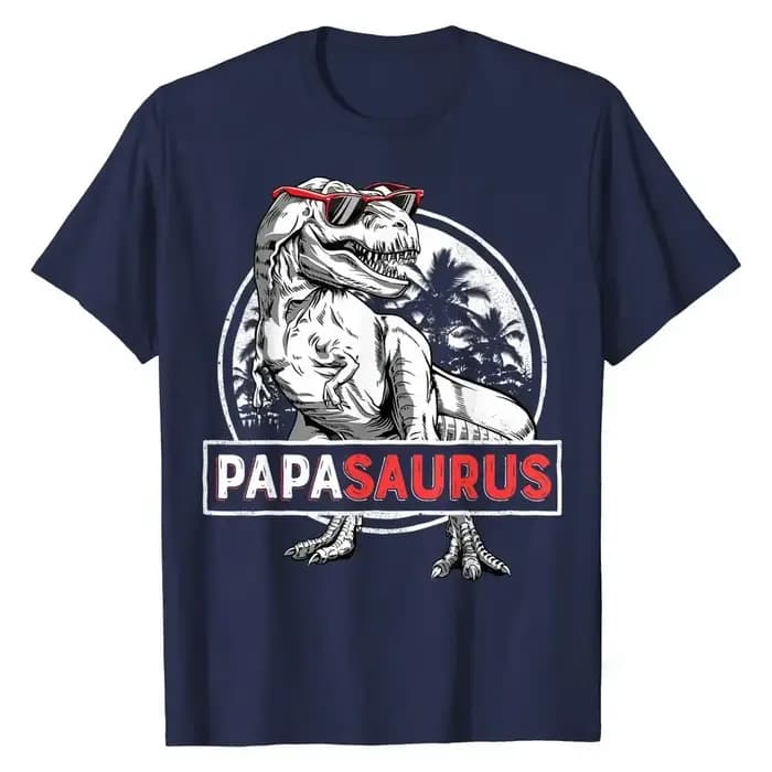 Nouveau T-shirt PAPASAURUS 2026 – T-Rex Papa Saurus Dinosaure pour Homme – Coton Classique – Hauts pour Garçon – Streetwear Tendance et Original