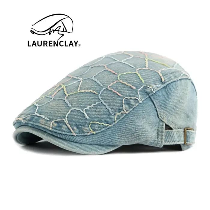 Casquette rétro britannique en denim délavé