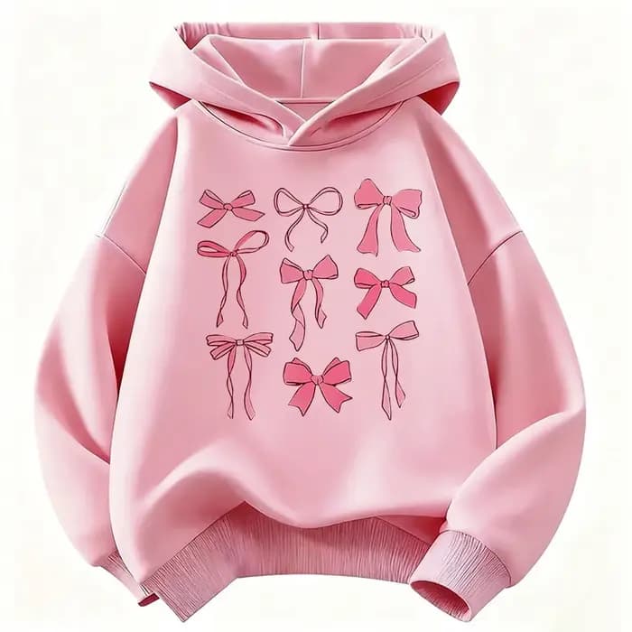 Sweat-shirt à capuche rose avec nœud pour filles