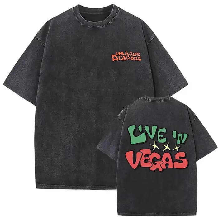 T-shirt vintage délavé Rock Band Imagine Dragons Live in Vegas pour hommes et femmes, T-shirts gothi