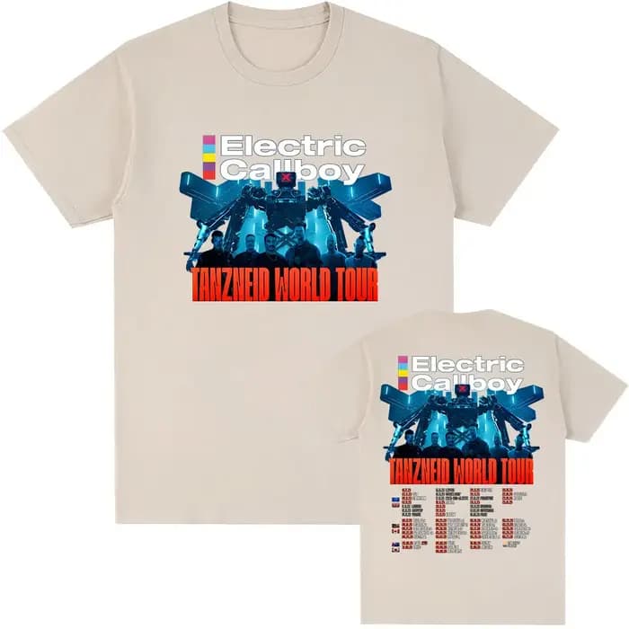 Callboy électrique Tanzneid Tour du monde t-shirts unisexe Streetwear à manches courtes coton homme T-shirt mode groupe
